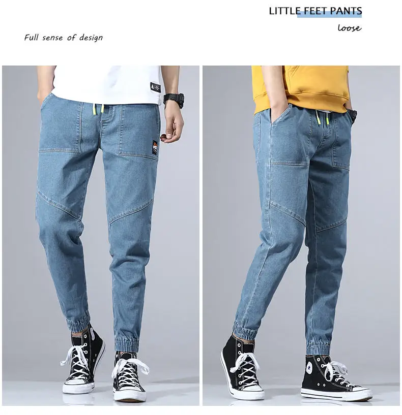 Haren Jeans Men Pants Quality Cotton Cargo Pants Male Jeans Youth Elastic Patchwork Stretch Trousers Korean Brand Fashion Jeans 15