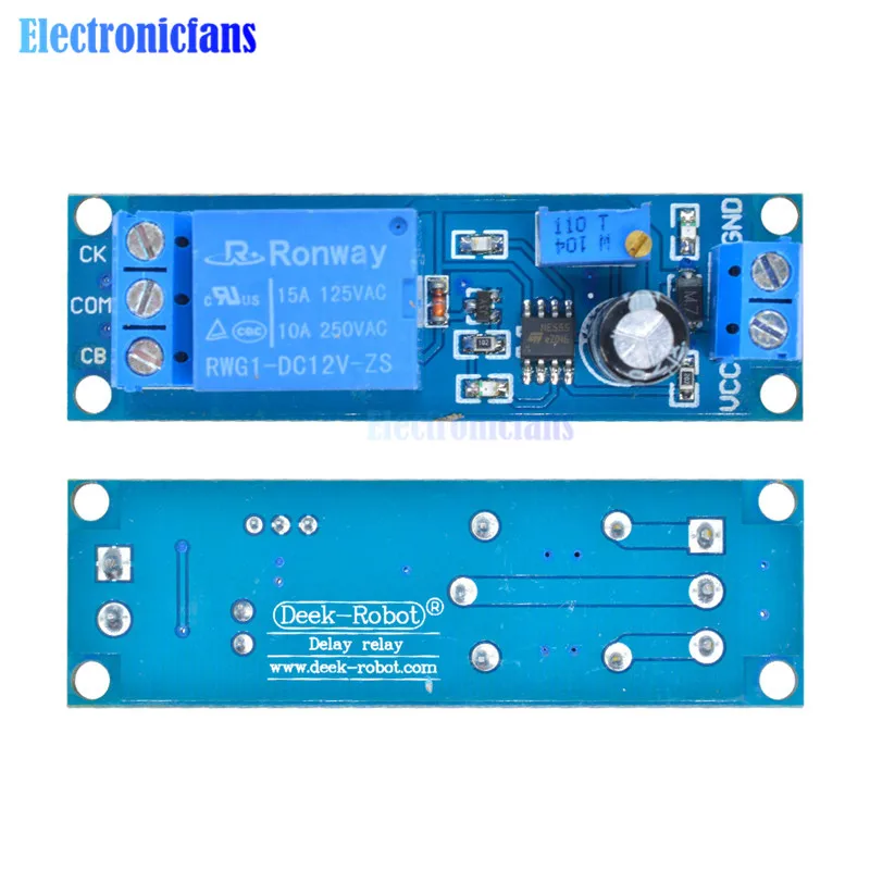 

DC 12V 10A Delay Timer Switch Adjustable 0 to 10 Second With NE555 Oscillator 2200W 8 Pin Dip Module
