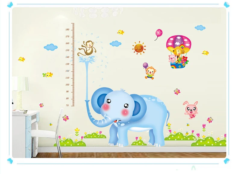 Child Toy Cute Elephant Animals Trees Sitting Room Decorate Children Height To Stick Stickers Cartoon Animation Student Picture picturesque sticker school supplys unique memo pads schedule planning paper decorate supplies small note non stick