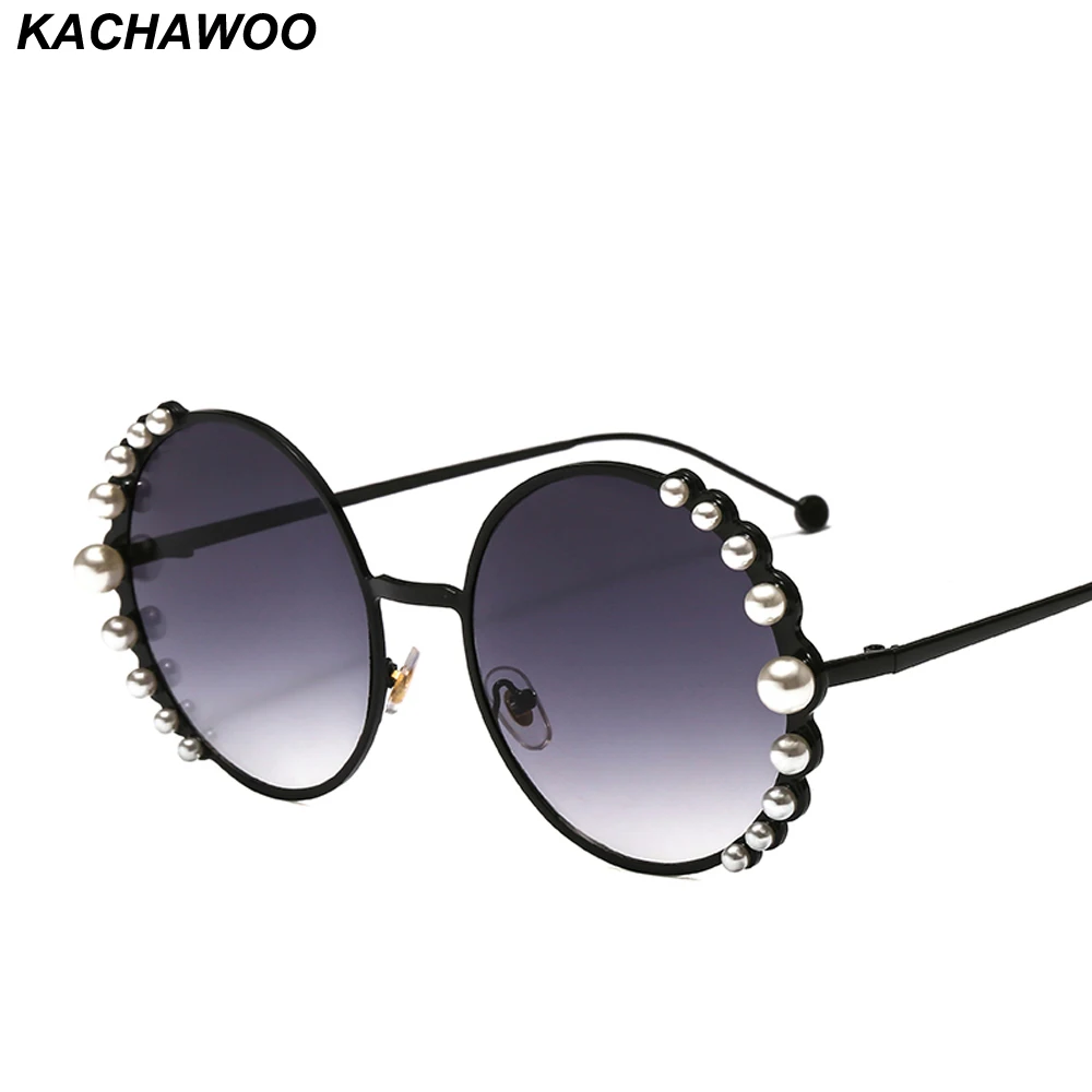 

Kachawoo Wholesale 6pcs Round Women Sunglasses with Pearls Fashion Accessories Metal Sun Glasses For Ladies 2019 New Year Gift