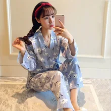 Женские пижамные комплекты, кимоно с длинным рукавом, пижамный комплект из 2 предметов, женская пижама, пикантная сорочка для женщин, одежда для сна, длинные штаны