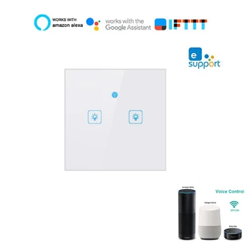 

Wifi Smart Wall Light Switch Touch Panel EU Standard 2 Gang Smart Home Works With Alexa Google Home Mini IFTTT eWeLink