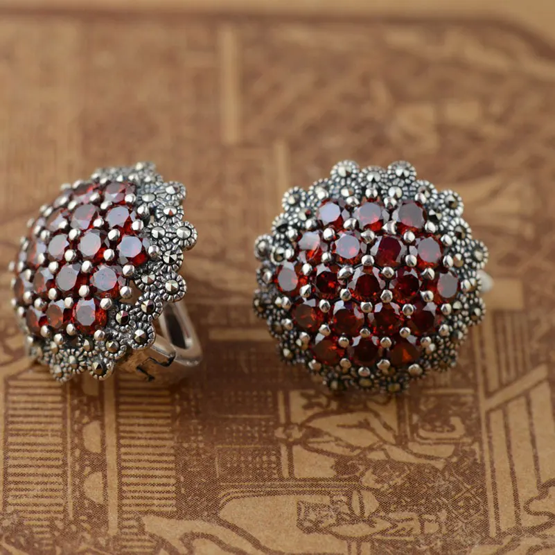 

Red Zircon Stud Earring 925 Sterling Silver Earrings for Women S925 Silver Synthetic boucle d'oreille