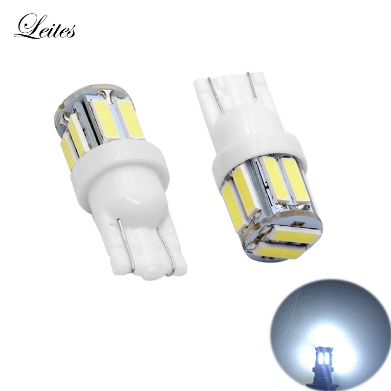 White Led T10 7014 10SMD 7020 T10 W5W LED Bulbs 194 168 2825 Wedge Replacement Lights Side Lights Interior Light.02