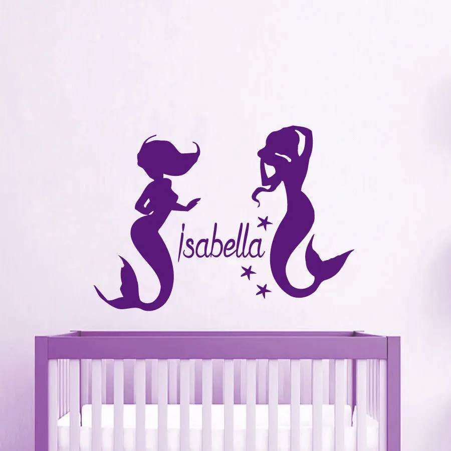 Name Wall Decal Girl Mermaid Vinyl Stickers Nautical Decals Nursery