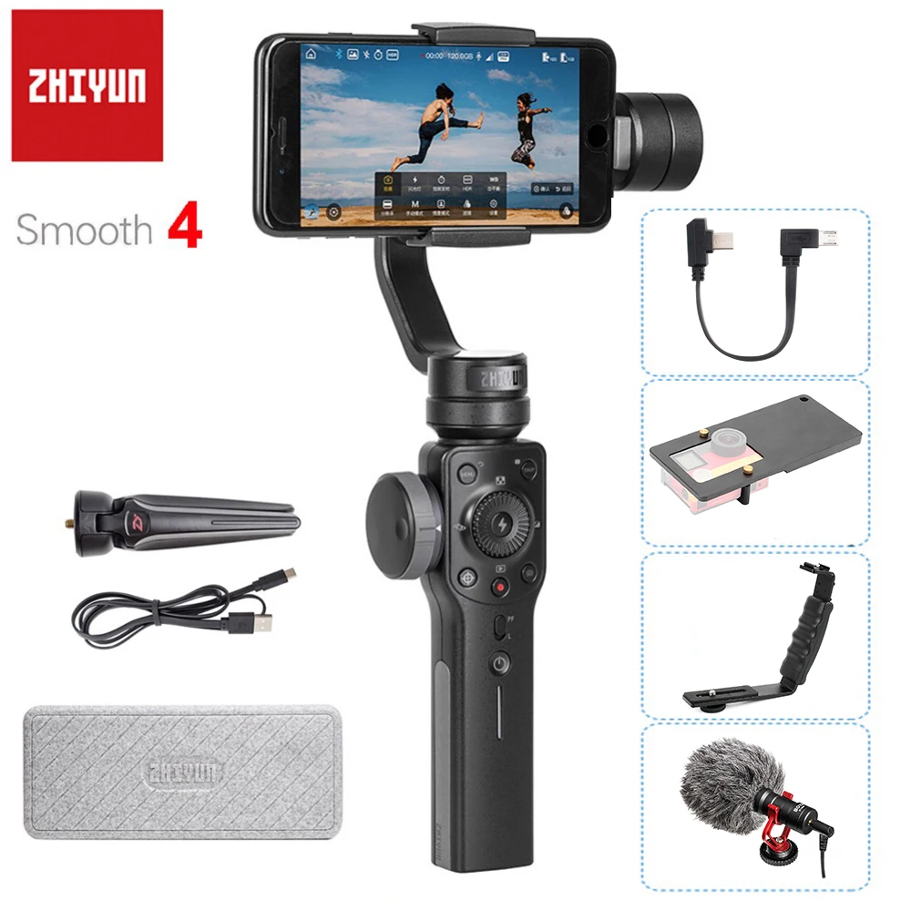  Zhiyun Smooth 4 Q2 3-Axis Handheld Smartphone Gimbal Stabilizer for iPhone 11 Pro Max XS XR X 8 Sam