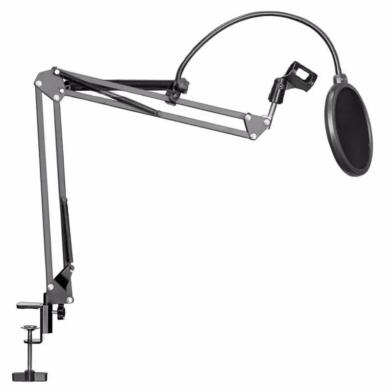 Online NB 35 micrófono suspensión brazo soporte Clip soporte y tabla de montaje abrazadera filtro parabrisas máscara escudo Clip Kit
