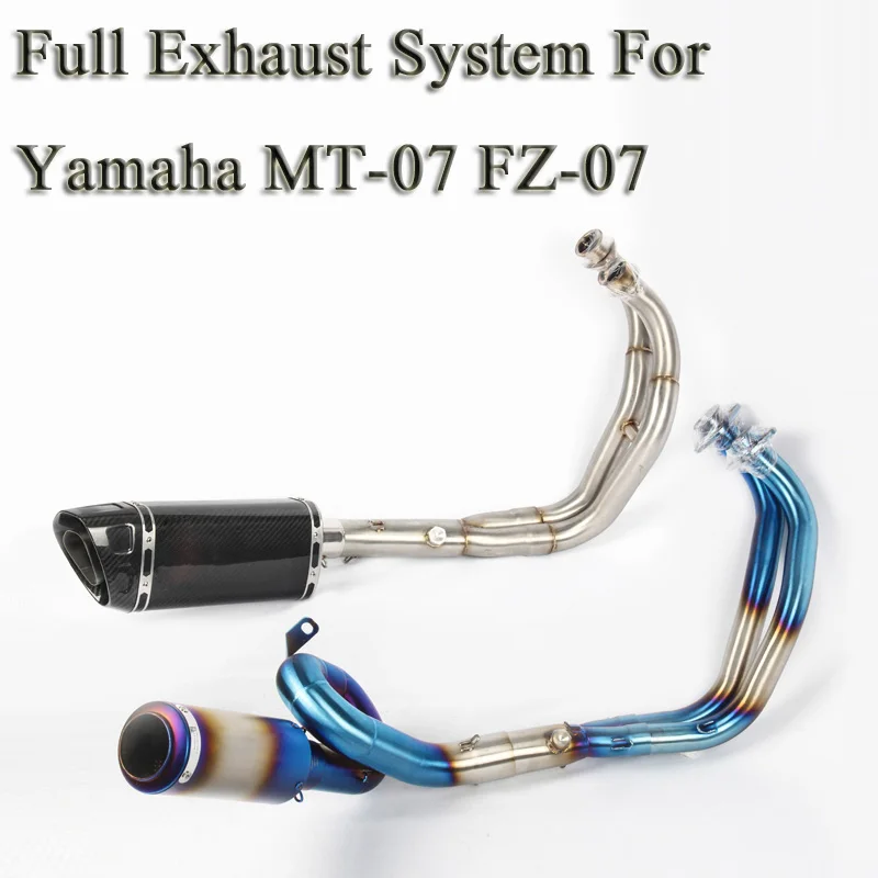 

MT07 Motorcycle Full Exhaust System Modified Front Middle Link Pipe Motorbike Carbon Muffler Slip-On For YAMAHA MT-07 FZ07 FZ-07