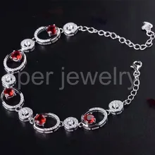 Натуральный гранатовый браслет-цепочка натуральный настоящий красный гранат Стерлинговое Серебро 925 пробы 0.35ct* 5 шт драгоценные камни# BL18927001