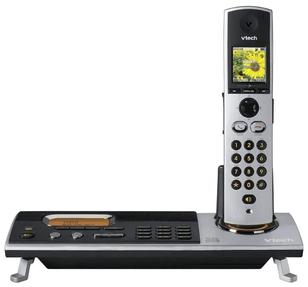 VTech I5858 58GHz Digital Cordless Phone With Dual Keyboard Frequency  Hopping Spread Spectrum Technology 65K Color