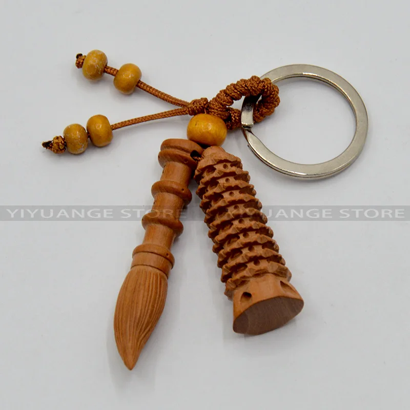 Feng Shui Peach Wood Wen Chang Pagoda Wenchangbi Keychain Carved Amulet | Дом и сад