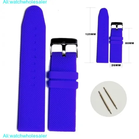 26mm Midnight Blue Color Silicone Jelly Rubber Men Watch Band Straps WB1062E26JB