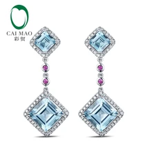 CaiMao 10KT 470 White Gold 7 52ct Topaz AAA 0 62 ct Round Cut Diamond Engagement