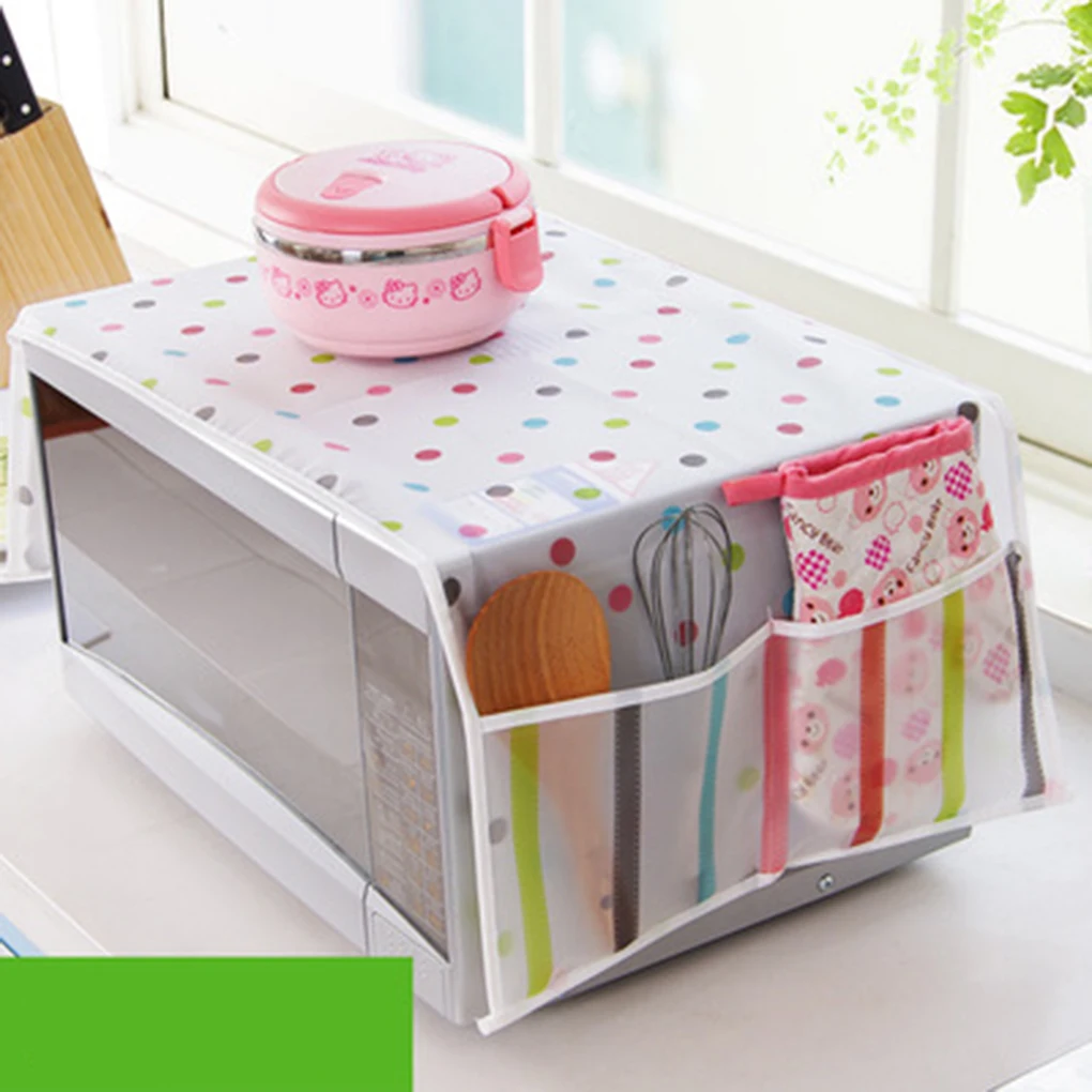 

Microwave Oven Cover Shell Kitchen Oil Dust Waterproof Double Pockets Oven Dust Cover Home Decoration