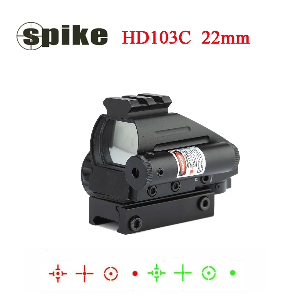 

Spike hunting mini reflex sight red dot with red laser sight and 4 type green red dot Reticle