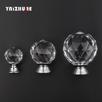 

YNIZHURE 20-40mm Crystal Ball Design Clear Crystal Glass Knobs Cupboard Drawer Pull Kitchen Cabinet Wardrobe Handles Hardware