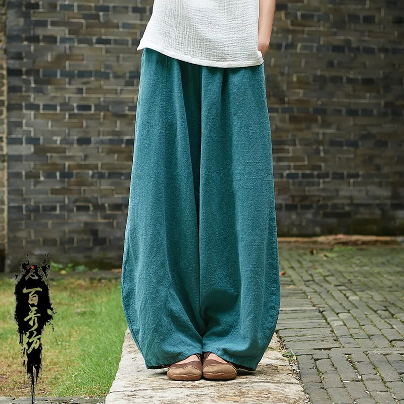 

2019 Autumn and Winter Cotton and Linen Women's Clothes New Ramie Retro National Wind Hundred and Up Lantern Pants Trousers C015