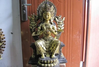 

150401 S0530 26"Tibet temple Old Bronze Gild Sit Future Maitreya Bodhisattva Buddha statue