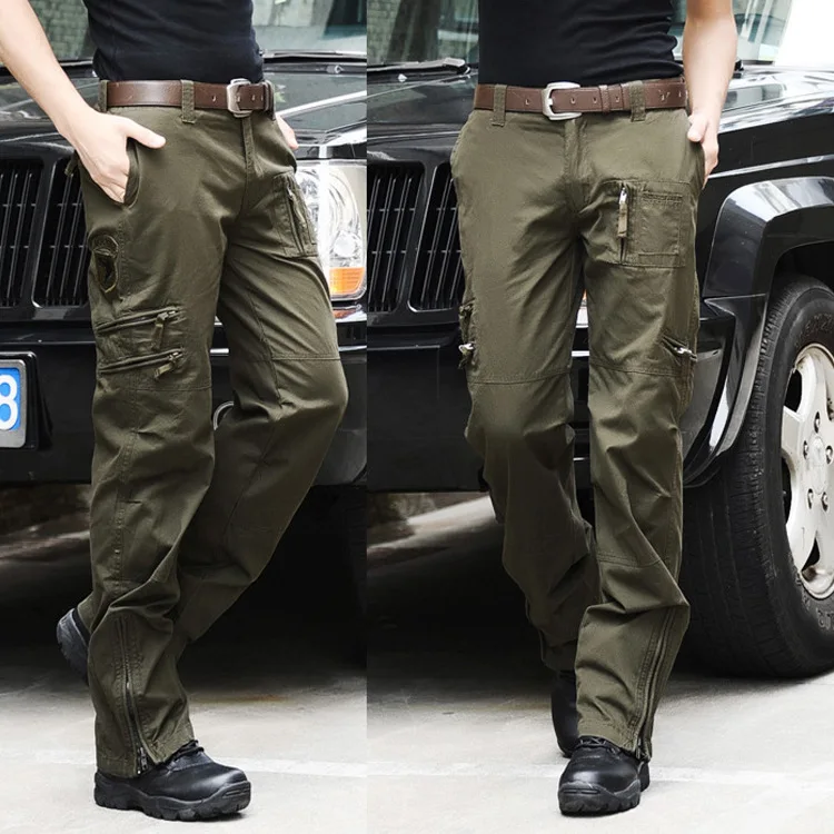 Мужские брюки-карго, военные тактические штаны, армейские камуфляжные штаны для бега размера плюс, хлопковые брюки hombre с несколькими карманами, черные брюки на молнии