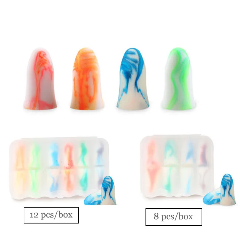 

8 pcs/box Soundproof Colorful Earplugs Anti-noise Noisy Reduce Ear Protector For Student Dormitory Washable Repeat Use GME01