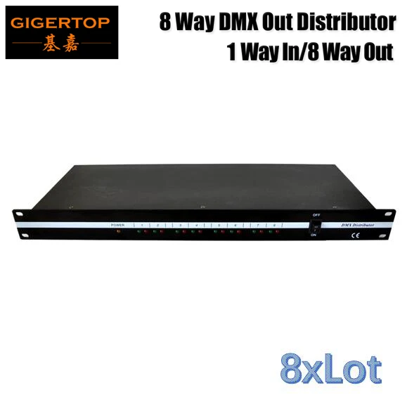 TP-D1322-1U 8 способ DMX spliter с США/ЕС/AU разъем питания стандартный, для шкафчика Размер 3-конт. XLR восьмиходовой DMX распределитель - Цвет: 8