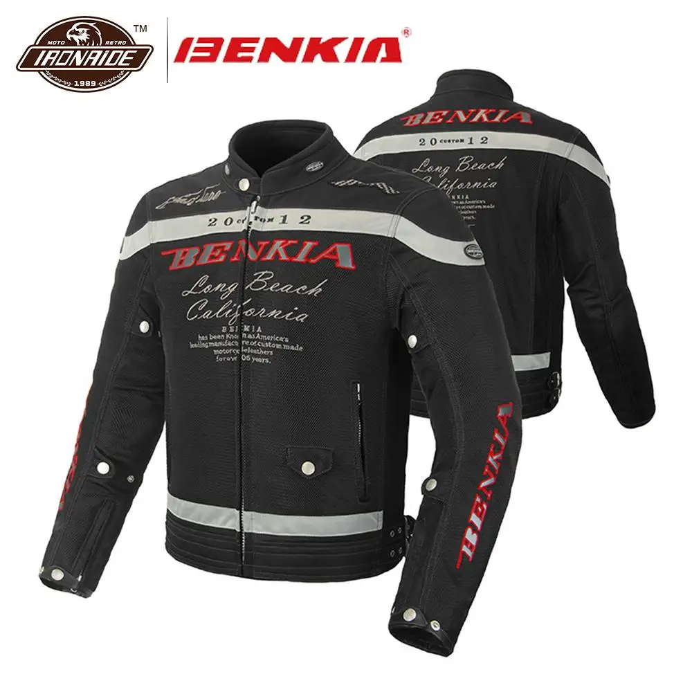 

BENKIA Men Motorcycle Jacket Breathable Motocross Jacket Mesh Racing Riding Moto Jacket Motorcycle Protection