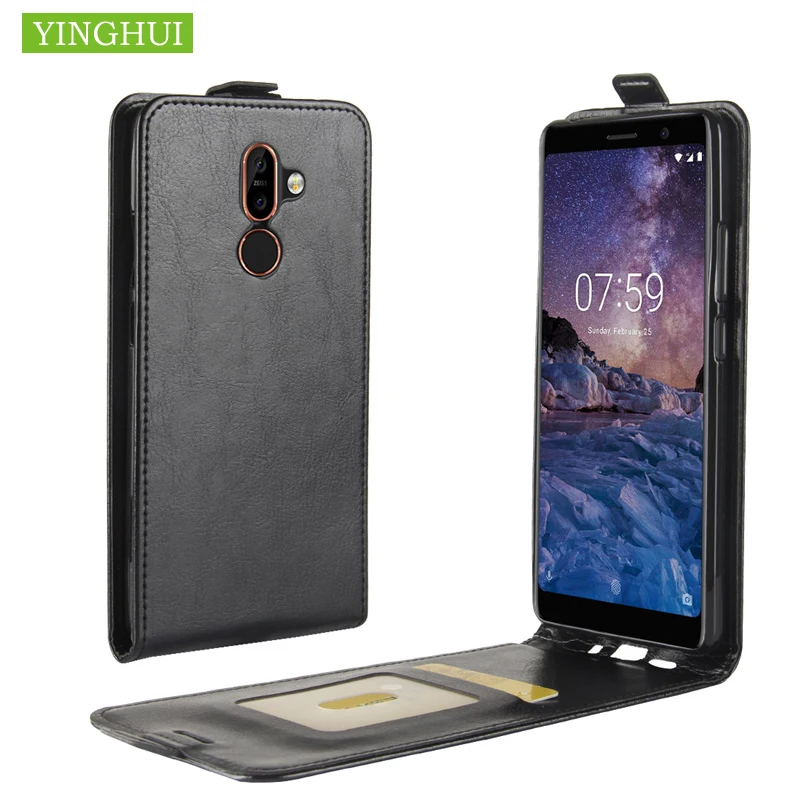 Кожаный чехол для Nokia 7 Plus с магнитным покрытием флип отделениями карт