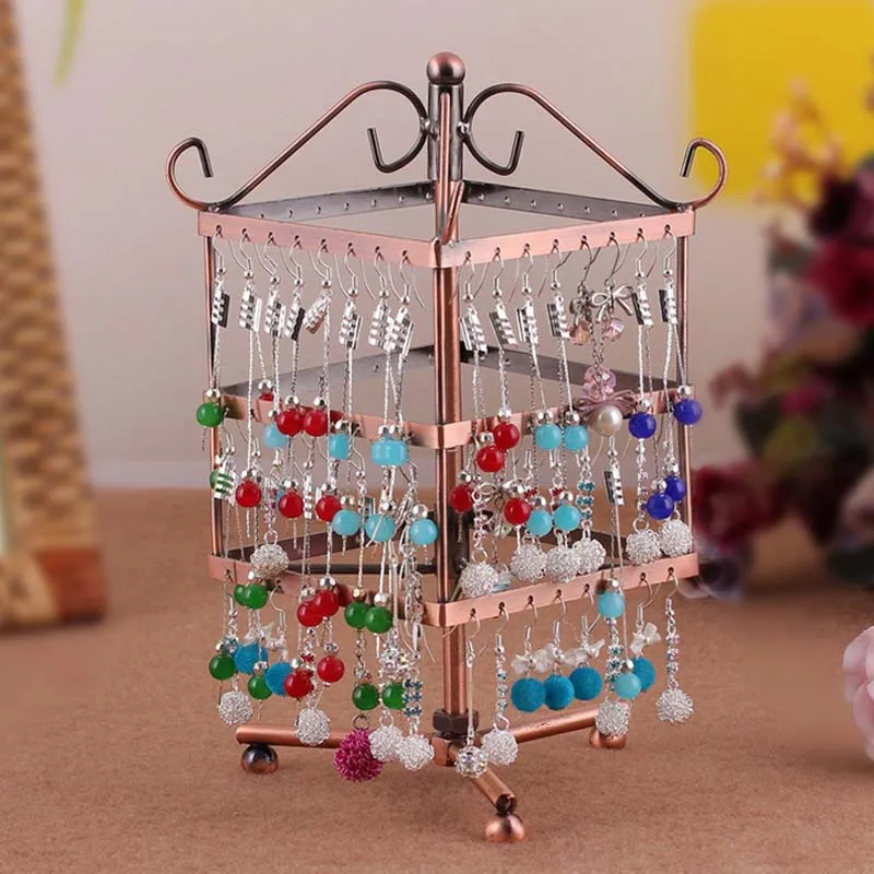 Wrought Iron Jewelry Display Shelf Frame Earrings Necklace Holder Stud