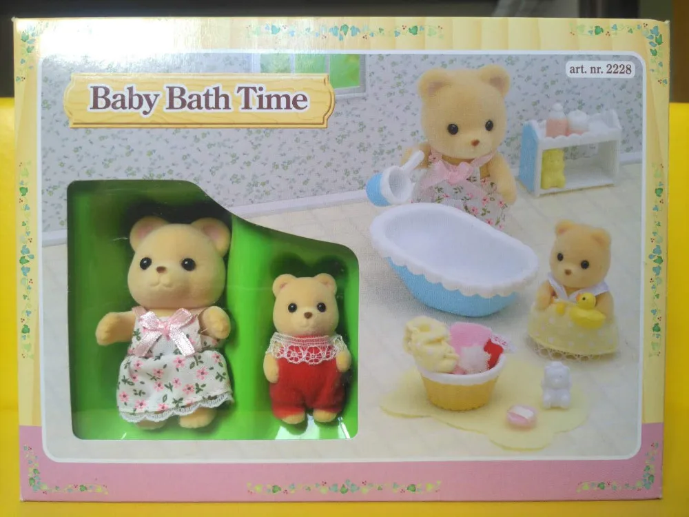 

Sylvanian Family Baby Bath Set Bears Toys Baby Bath Time Pretend Play Toys Child figure Toys gift