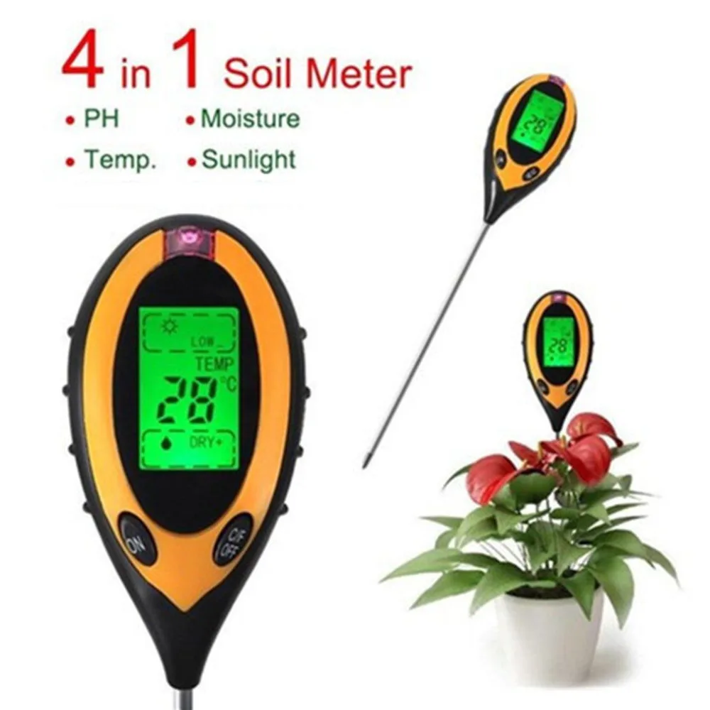 

Quality 4 In1 Soil Meter PH / Moisture / Temp / Sunlight Measuring Tool High Accuracy Soil Tester