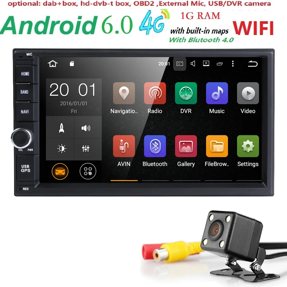 7 2Din Universal Android 6 0 Quad Core 1024 600 font b Car b font PC