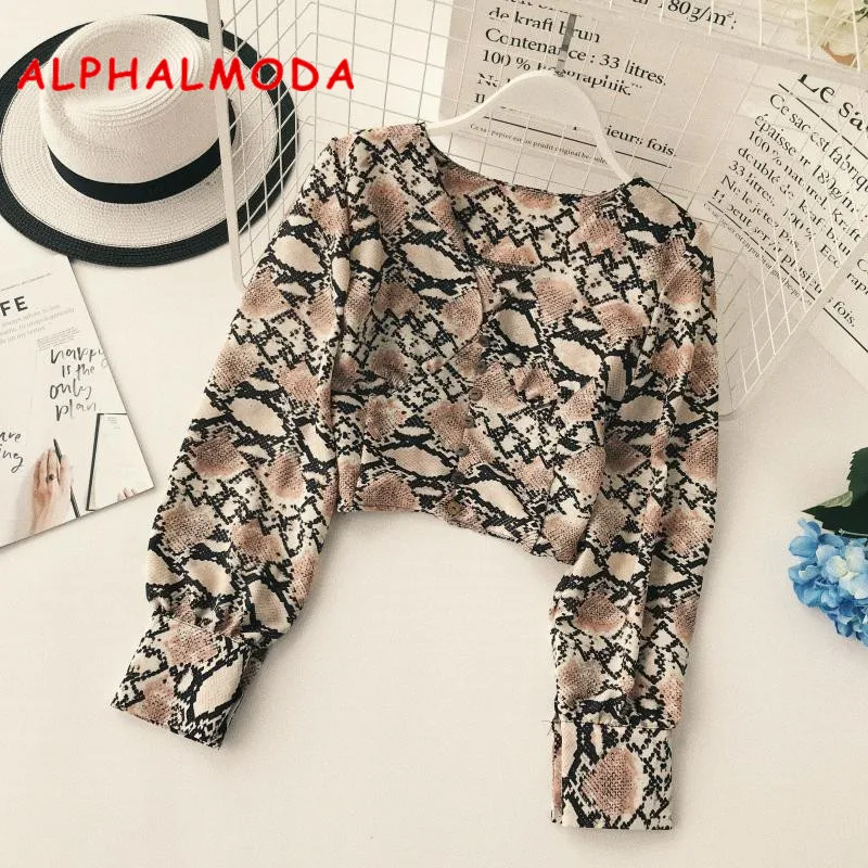 Женская шифоновая рубашка ALPHALMODA модная леопардовая с длинным рукавом и