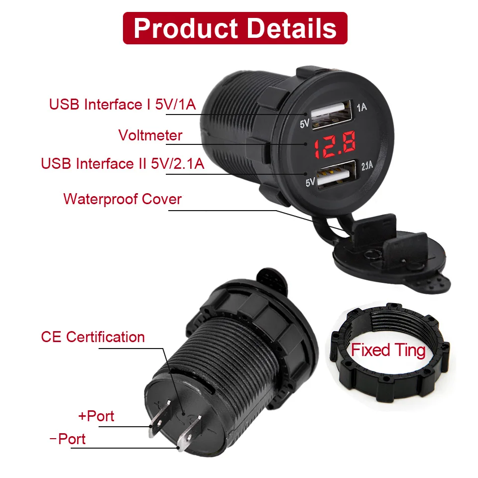 Супер Мини двойной USB мотоцикл автомобильное электронное зарядное устройство для автомобиля адаптер прикуриватель с светодиодный цифровой вольтметр метр монитор