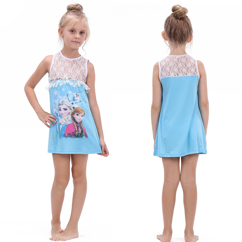 

2017 Elsa Anna Dress Casual Summer Kids Dresses For Girls Clothes Sleeveless Print Girl Party Princess Dress Vestido Infantil
