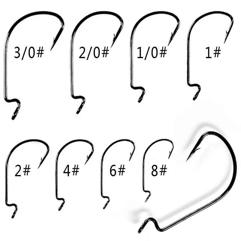BaMMax Fishing hook High quality 10pcs 8# 4# 2/0 3/0 crank hook for Soft Worm Bait Crankbait Fishing Tackle accessories pesca