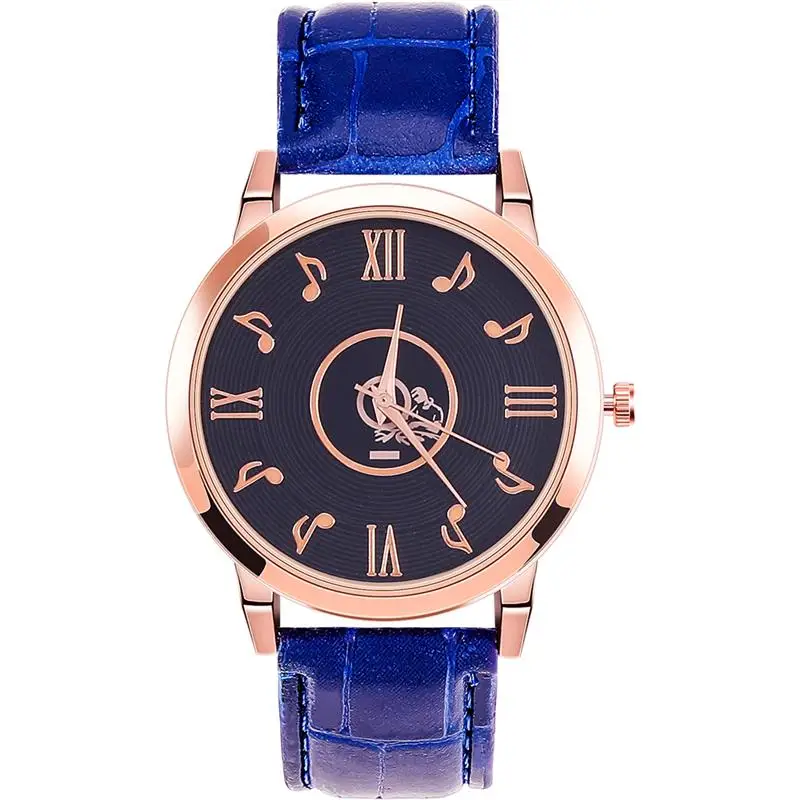 

Women's Fashion Musical Note Watch Casual Quartz Analog Leather Watch Rose Gold Watch Case Lady Dress Watches relogio feminino