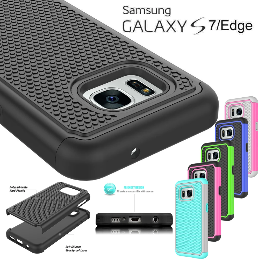 

SuaGet 2 in 1 Case For Samsung galaxy S7/S7 Edge Shockproof Armor Rugged Rubber Heavy Duty Protection Phone Cover Skin For GS7