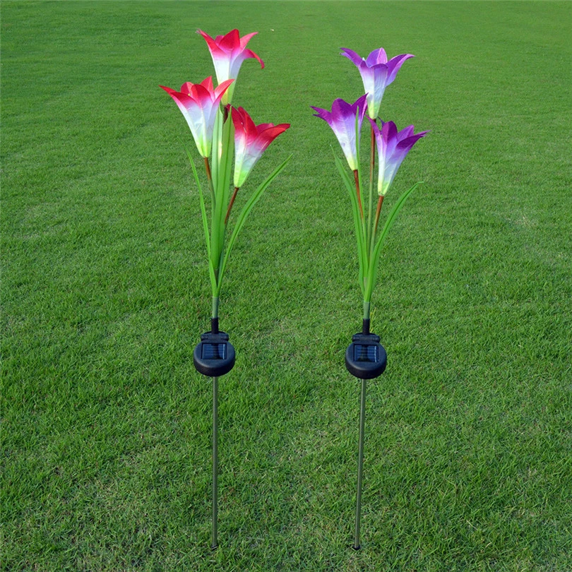 Solar Lily Flower LED Light Waterproof Outdoor Garden Yard Lawn Landscape Lamp