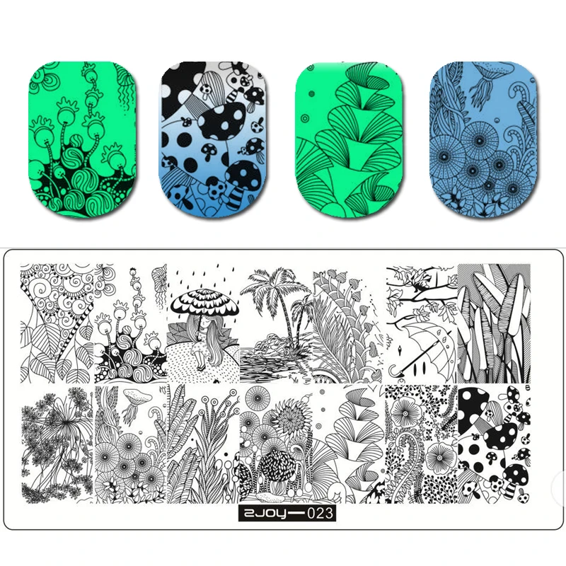 

1Pcs Mushroom Flower Image Nail Stamping Plates Stainless Steel Nail Stencil for Nail Art Stamps Manicure Template Tools 021-030