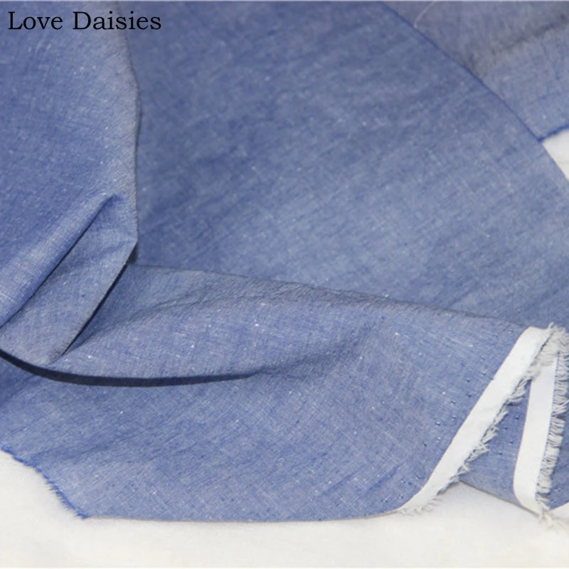 

Cotton/ Linen Cloth Yarn Dyed Denim Blue Color CHAMBRAY Fabric for DIY Summer Fashion Apparel Dress Shirt Pants Handwork Textile