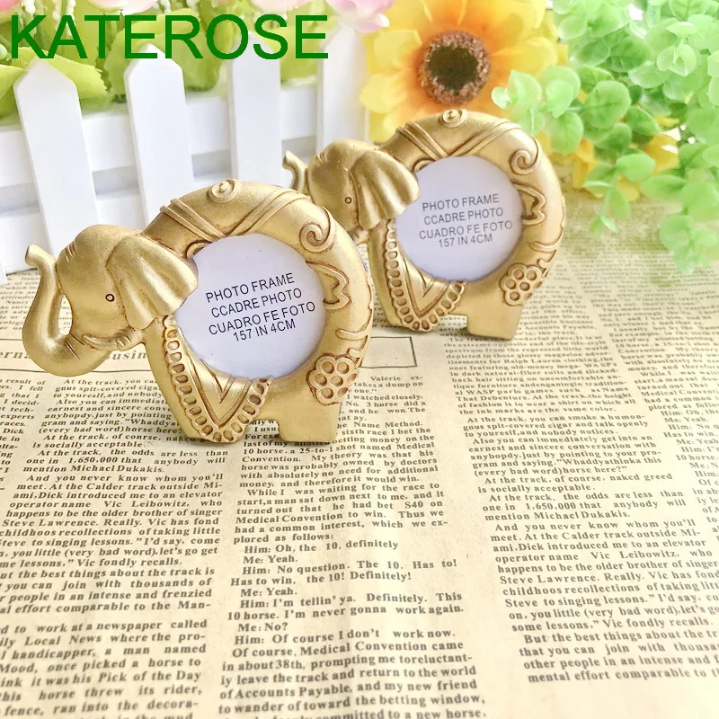 200PCS Lucky Gold Elephant Photo Frame Place Card Holder Indian Themed Wedding Party Return Giveaway For Guest | Дом и сад