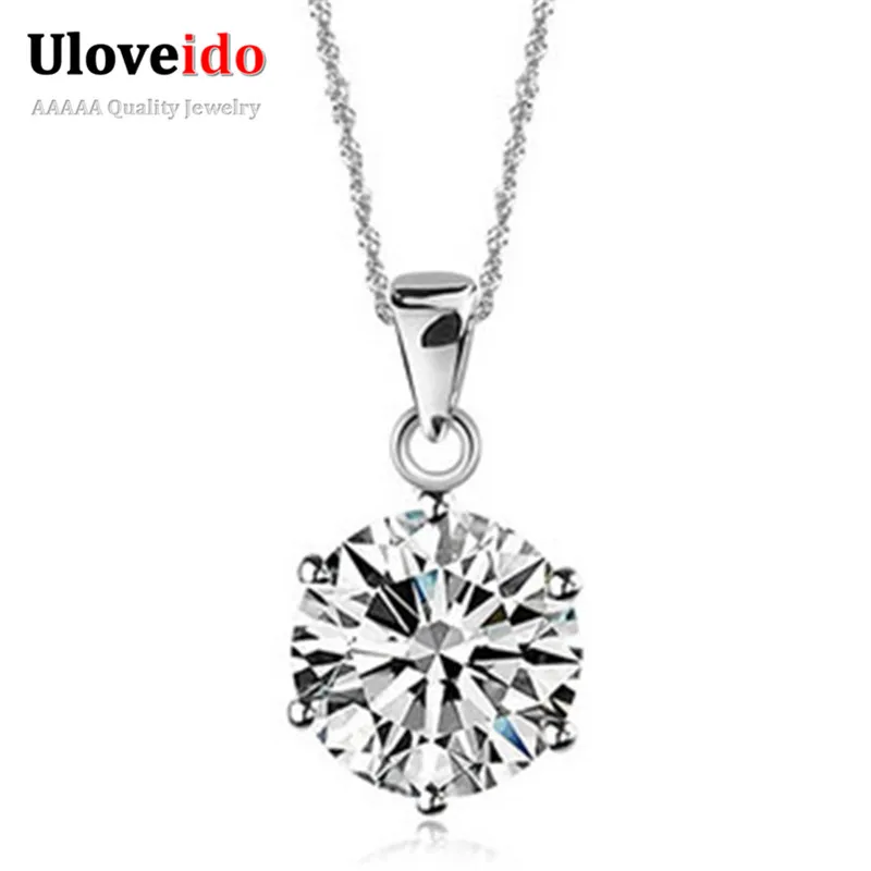 

White Crystal Necklaces & Pendants Necklace Female Jewelry Suspension Rhinestone Gifts for Women Chain Valentine Present N321