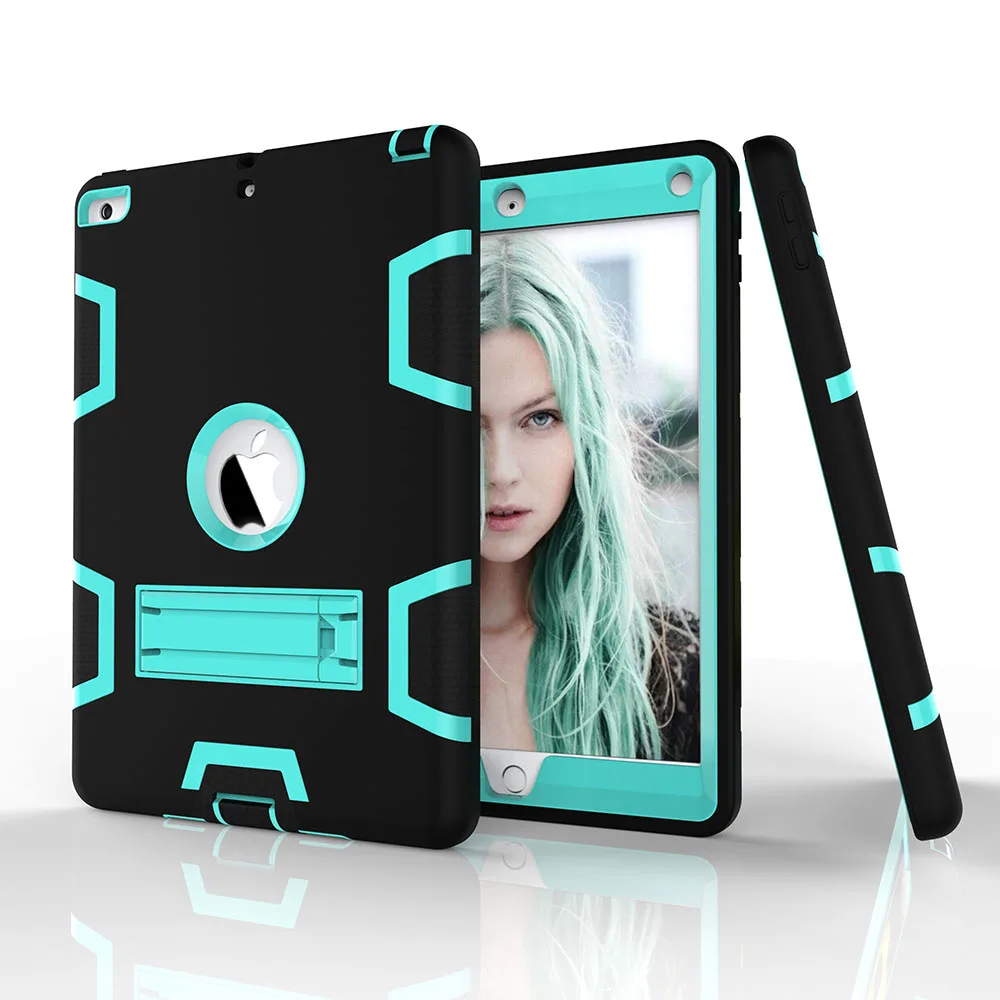  2018 Silica gel+PC Armor Shockproof Cases Cover For 2017 2018 Apple New iPad 9.7 inch Heavy Duty Ha