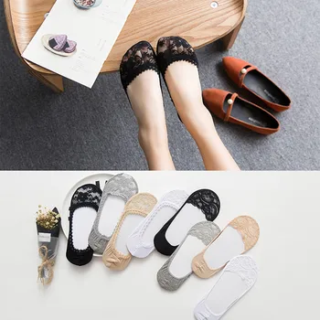 

ZDL-147 Women Girls Summer Short Sock Cotton Lace Ankle Invisible Socks 10pairs