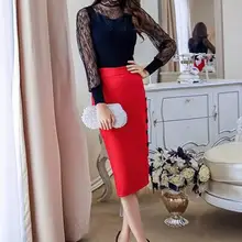 30 шт./лот Federal Express быстро женский в Корейском стиле Повседневная Кнопка длинная юбка Леди Мода Кнопка карандаш Лето-весна юбка