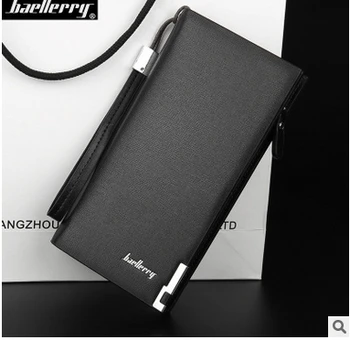 

2019 fashion Men's long multi-purpose clutch bag pu leather wallet male solid color Zipper Hasp coin purse Card Holder key bags