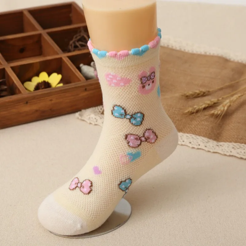 5 пар носков для девочек детские носки Новые сетчатые хлопковые носки для малышей на весну и лето носки для детей 1-4 лет милый рисунок с героями мультфильмов