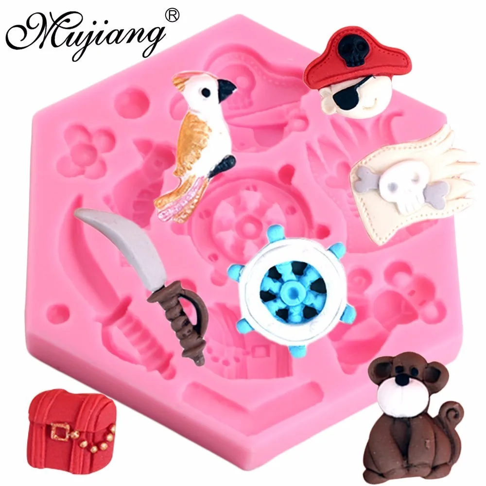 Cartoon 3D One Piece Silicone Mold Bear Anchor Parrot Fondant Candy Chocolate Gumpaste Mould Baby Birthday Cake Decorating Tools | Дом и сад