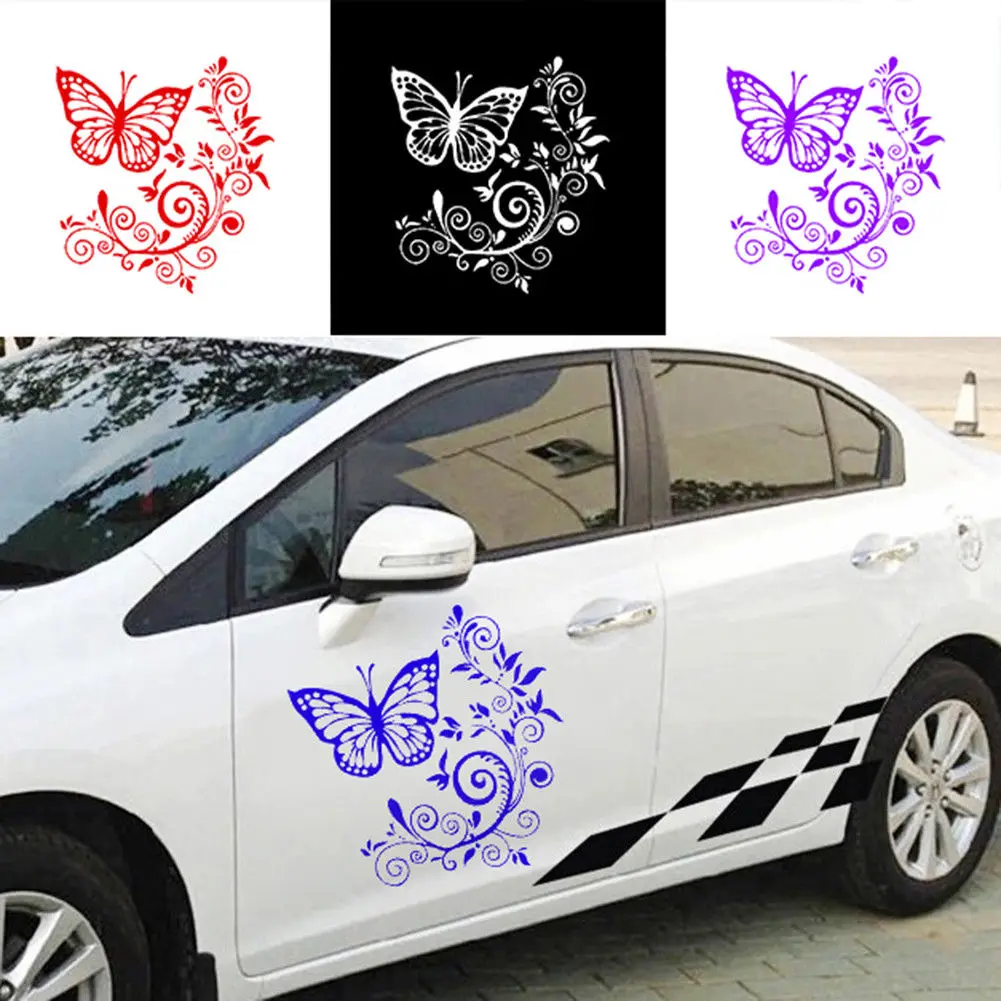 Aliexpress.com : Buy 1ps Beautiful Butterfly Flower Sticker Car Body ...