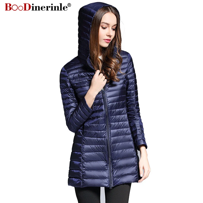 BOoDinerinle Women Winter Warm Jacket Ultra Light White Duck Down Coat ...